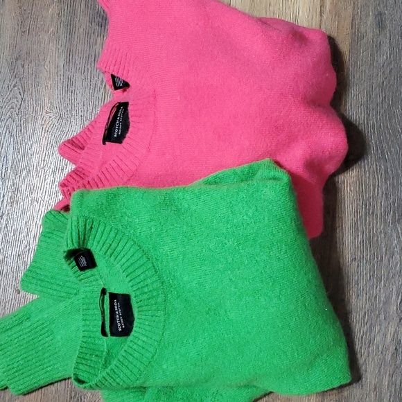Maison scotch wool alpaca blend smart tarte bold pink and green 2 pack sweaters - Picture 1 of 9